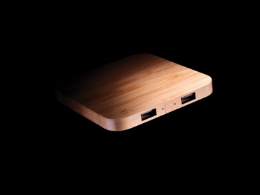 Logotrade advertising products photo of: Bamboo 10W wireless charger with USB