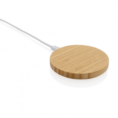 Logo trade business gifts image of: Bamboo 15W wireless charger