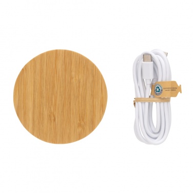 Logo trade corporate gifts image of: Bamboo 15W wireless charger