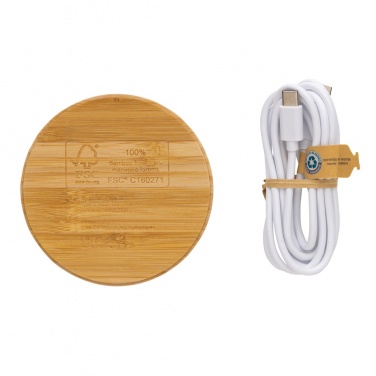 Logo trade promotional gift photo of: Bamboo 15W wireless charger