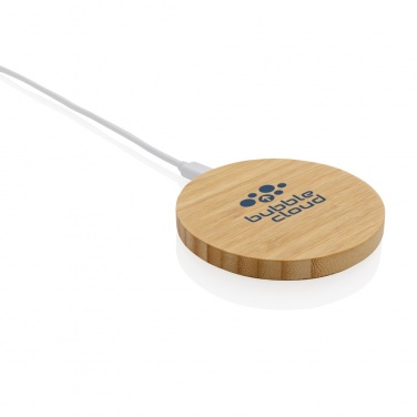 Logo trade corporate gift photo of: Bamboo 15W wireless charger