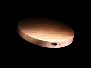 Logo trade promotional gifts picture of: Bamboo 15W wireless charger