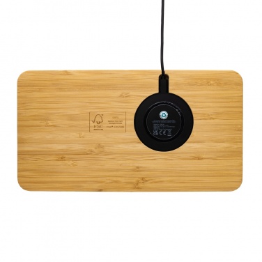 Logo trade promotional products image of: Bamboo desk organiser 10W wireless charger