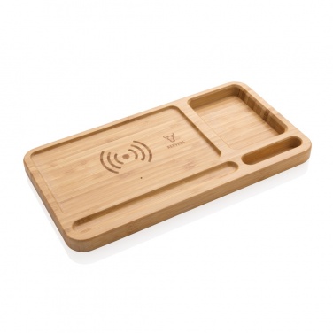 Logotrade promotional item picture of: Bamboo desk organiser 10W wireless charger