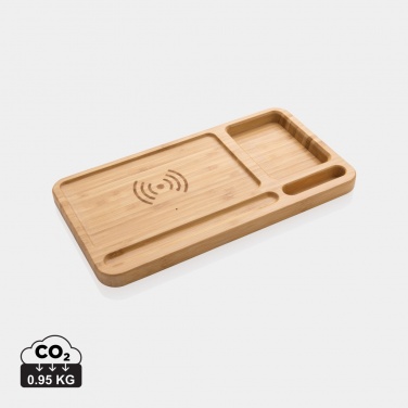 Logotrade promotional product picture of: Bamboo desk organiser 10W wireless charger