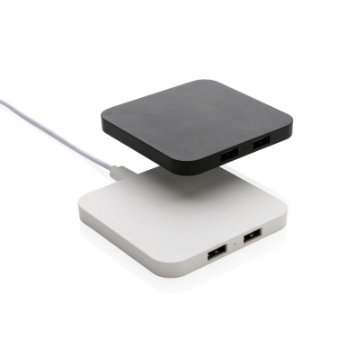 Logo trade promotional merchandise picture of: RCS recycled plastic 10W Wireless charger with USB Ports