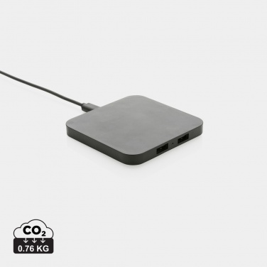 Logo trade business gift photo of: RCS recycled plastic 10W Wireless charger with USB Ports