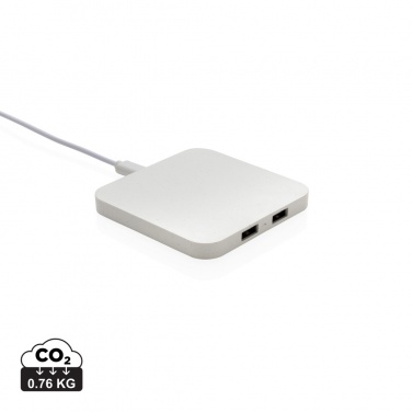 Logo trade corporate gifts image of: RCS recycled plastic 10W Wireless charger with USB Ports