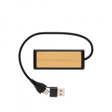 Logotrade promotional merchandise picture of: Link RCS recycled plastic and bamboo dual Input USB hub