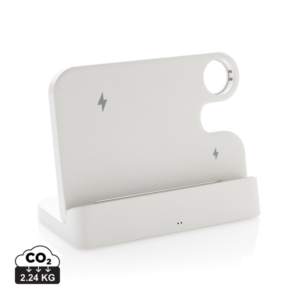 Logotrade promotional item image of: Joltz RCS recycled plastic dual 15W charger with iWatch slot