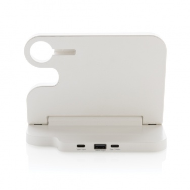 Logo trade promotional merchandise photo of: Joltz RCS recycled plastic dual 15W charger with iWatch slot