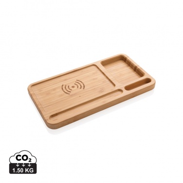 Logotrade advertising products photo of: Bamboo desk organiser 5W wireless charger