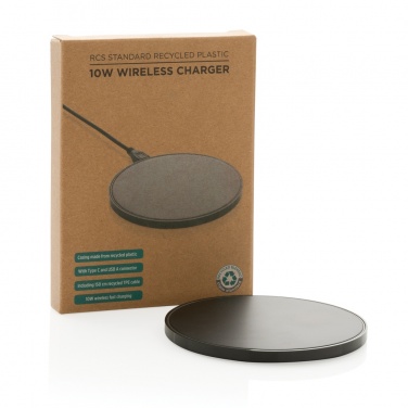 Logo trade promotional gift photo of: RCS standard recycled plastic 10W wireless charger