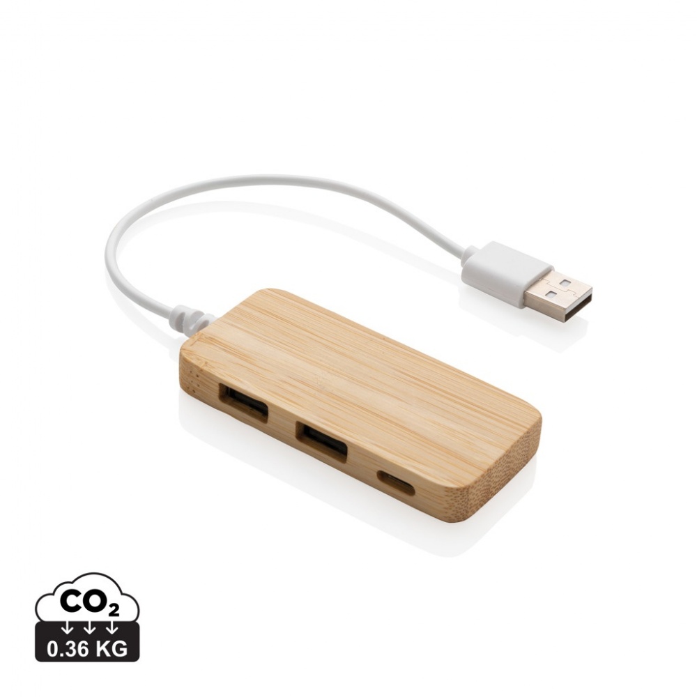 Logo trade promotional gift photo of: Bamboo hub with Type-C