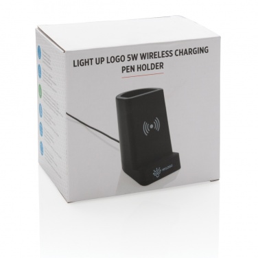 Logotrade promotional gift image of: Light up logo 5W wireless charging pen holder