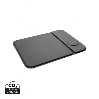 Logo trade promotional products image of: Swiss peak RCS recycled PU 15W 3 in 1 charging mousepad