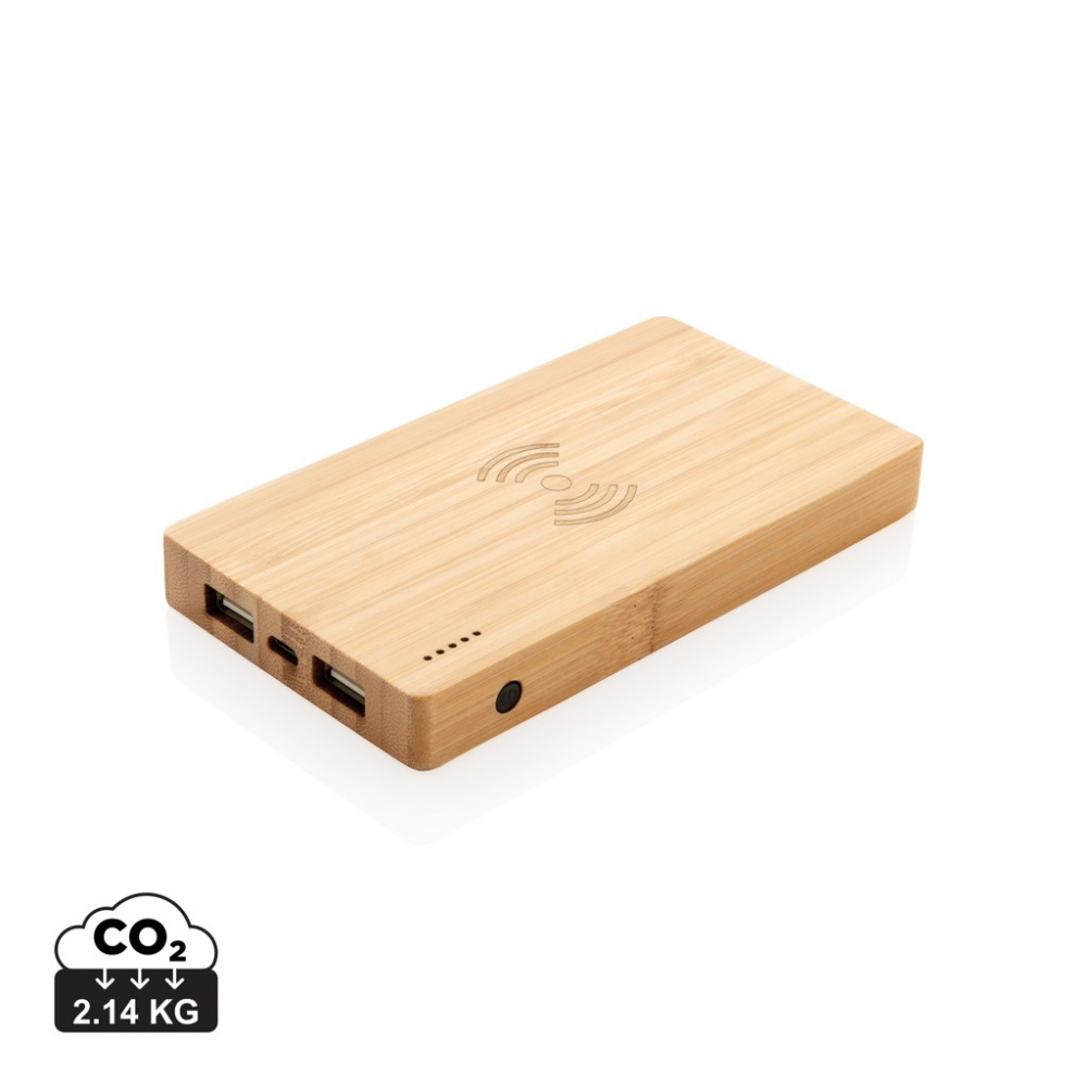 Logotrade promotional product picture of: Bamboo 4.000 mAh wireless 5W Powerbank