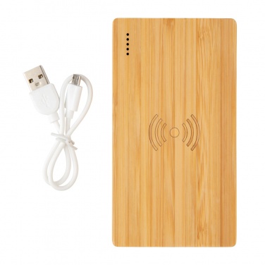 Logotrade promotional merchandise photo of: Bamboo 4.000 mAh wireless 5W Powerbank