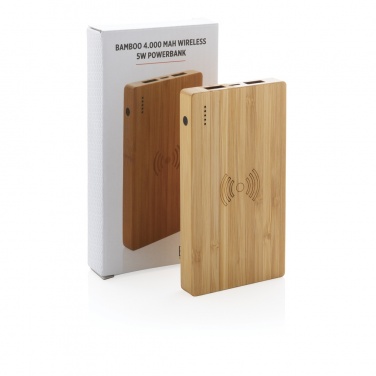 Logo trade advertising product photo of: Bamboo 4.000 mAh wireless 5W Powerbank