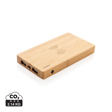 Logotrade corporate gift picture of: Bamboo 4.000 mAh wireless 5W Powerbank