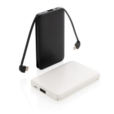 Logo trade promotional gifts image of: 5.000 mAh Pocket Powerbank with integrated cables