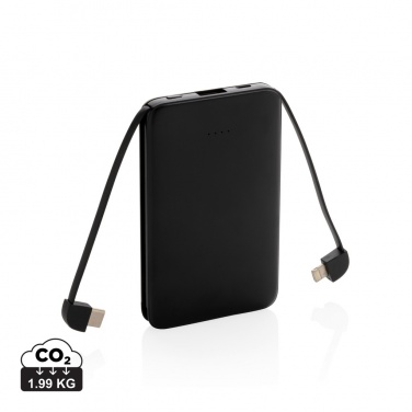 Logo trade promotional merchandise picture of: 5.000 mAh Pocket Powerbank with integrated cables