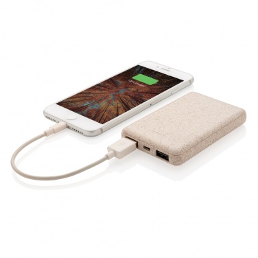 Logo trade promotional items image of: Wheat Straw 5.000 mAh Pocket Powerbank