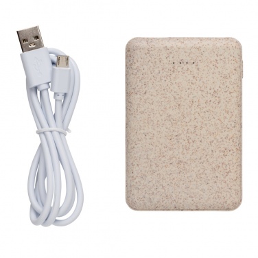 Logotrade corporate gift image of: Wheat Straw 5.000 mAh Pocket Powerbank