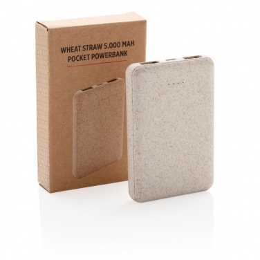 Logo trade promotional giveaway photo of: Wheat Straw 5.000 mAh Pocket Powerbank