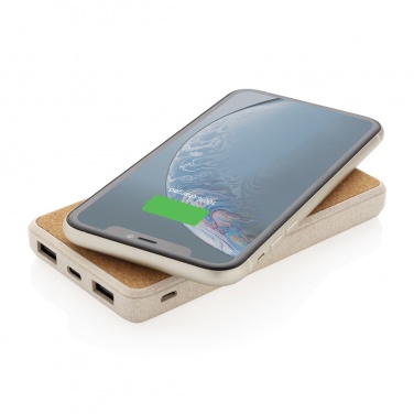 Logotrade advertising product image of: Cork and Wheat Straw 8.000 mAh 5W wireless powerbank