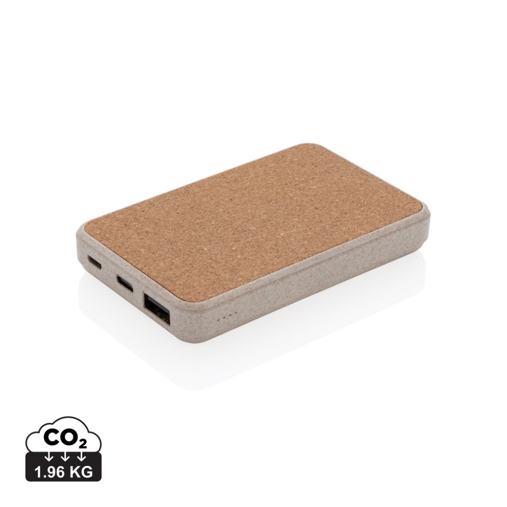 Logo trade promotional gifts image of: Cork and Wheat 5.000 mAh pocket powerbank