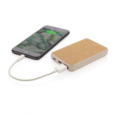 Logo trade corporate gifts picture of: Cork and Wheat 5.000 mAh pocket powerbank