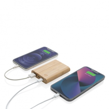 Logo trade promotional gift photo of: Bamboo 5.000 mAh powerbank