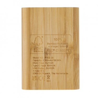 Logo trade promotional products image of: Bamboo 5.000 mAh powerbank