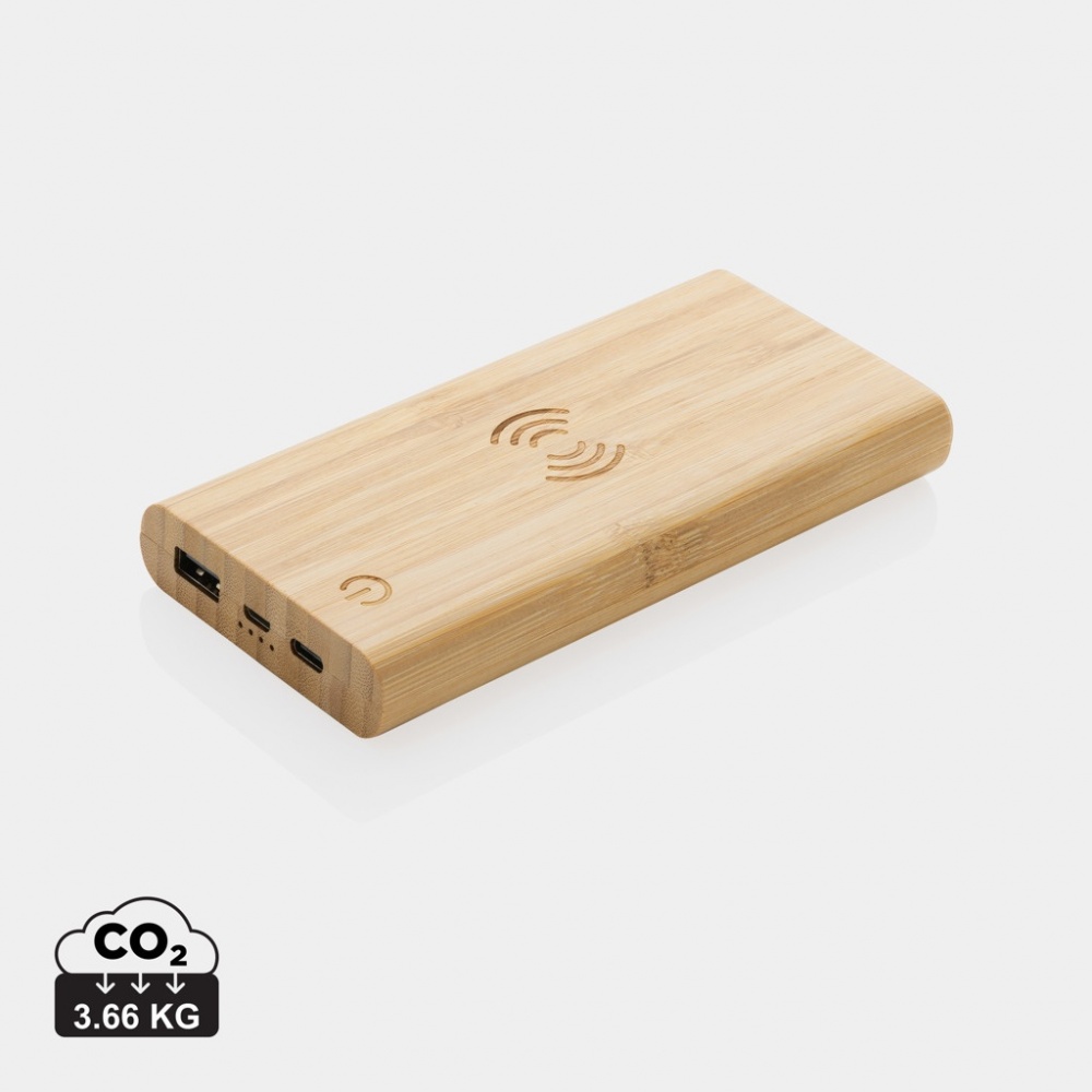 Logotrade advertising product picture of: Bamboo 8.000 mAh 5W wireless powerbank