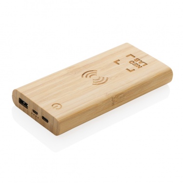 Logotrade promotional merchandise picture of: Bamboo 8.000 mAh 5W wireless powerbank