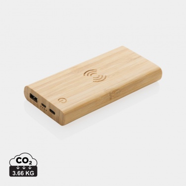 Logo trade promotional items image of: Bamboo 8.000 mAh 5W wireless powerbank