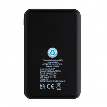 Logo trade business gift photo of: RCS recycled plastic 5.000 mAh Powerbank