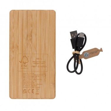 Logo trade promotional items image of: Sunwick 10.000 mAh Bamboo solar powerbank