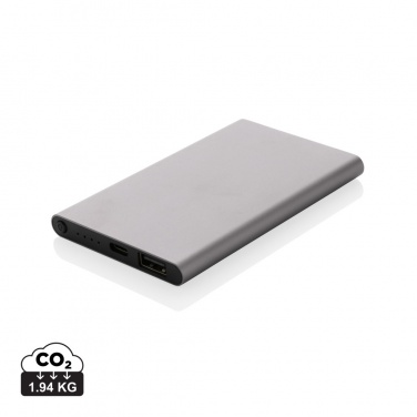 Logo trade promotional merchandise picture of: RCS recycled plastic/aluminum 4000 mah powerbank with type C