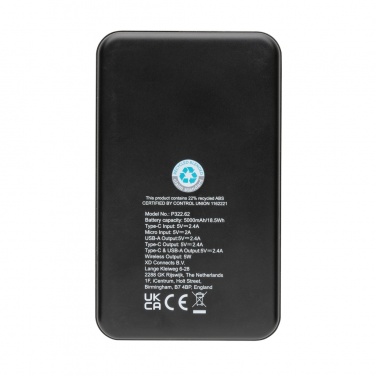 Logotrade promotional product picture of: RCS recycled plastic 5.000 mAh 5W wireless powerbank