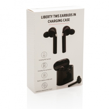 Logo trade corporate gift photo of: Liberty wireless earbuds in charging case