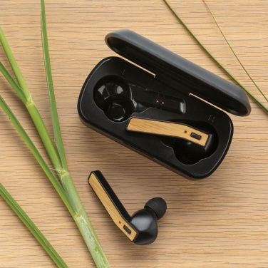 Logo trade promotional item photo of: Bamboo Free Flow TWS earbuds in case