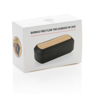 Logo trade promotional gifts image of: Bamboo Free Flow TWS earbuds in case