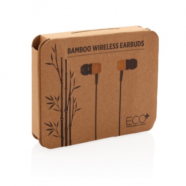 Logo trade promotional products image of: Bamboo wireless earbuds