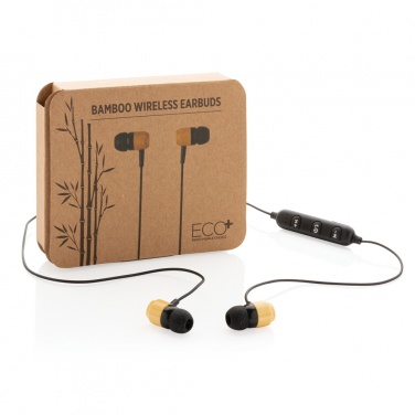 Logo trade promotional giveaway photo of: Bamboo wireless earbuds