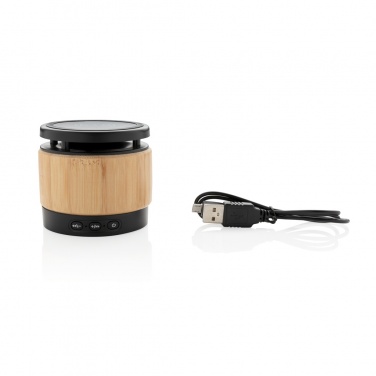 Logo trade promotional gifts picture of: Bamboo wireless charger speaker