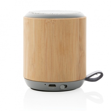 Logo trade promotional gift photo of: Bamboo and fabric 3W wireless speaker