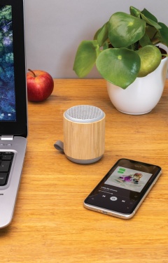 Logotrade promotional giveaway image of: Bamboo and fabric 3W wireless speaker