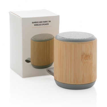 Logotrade promotional gift picture of: Bamboo and fabric 3W wireless speaker